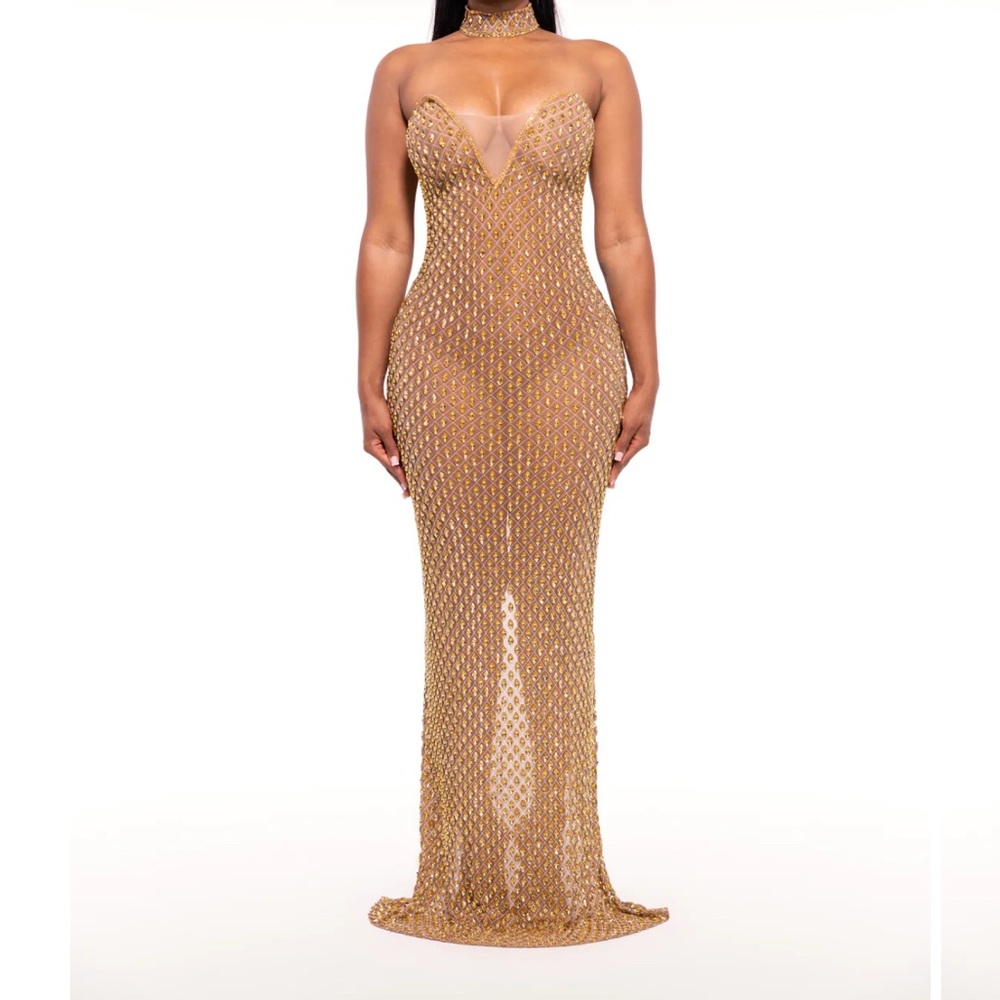 Elegant Gold Evening Gown (Xs-M)